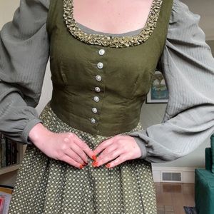 Green Ditsy Print Dirndl Dress